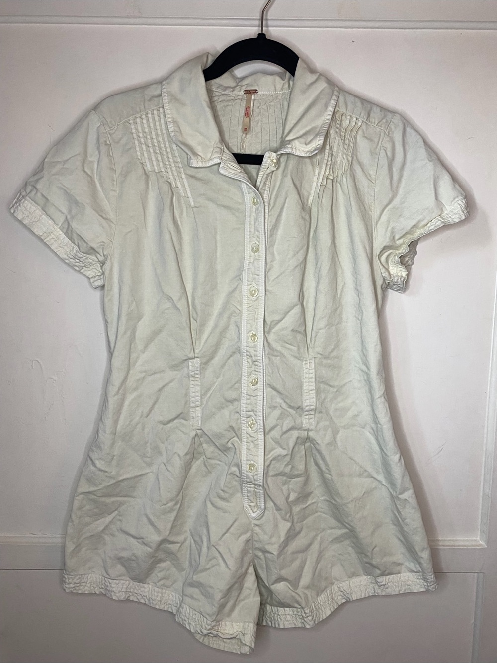 Free People Cream Short-Sleeve Romper